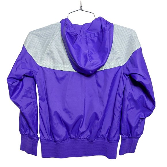 Nike Girls Small Jacket Hooded Windbreaker Purple Full-Zip Athletic Athleisure - Picture 2 of 5
